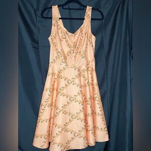 Peach Floral Sleeveless Dress